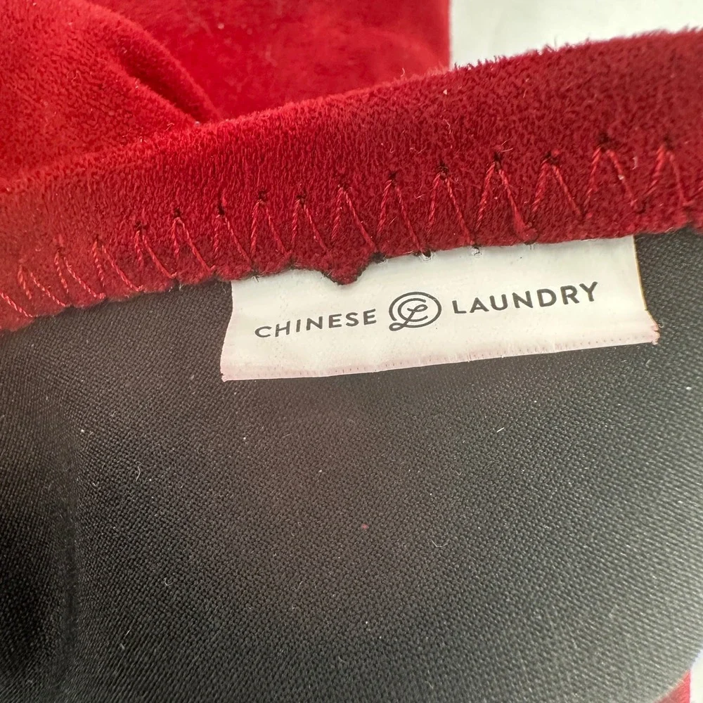 Chinese Laundry Over the Knee Boots Size 6 Red Faux Suede Whimsigoth Boho‎ Chic